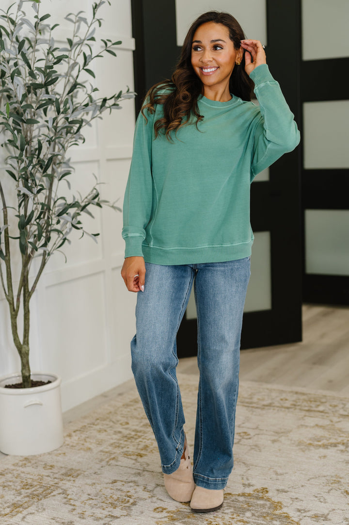 Mineral Wash Sweatshirt Dark Green | Sweatshirts Daverri Fashions