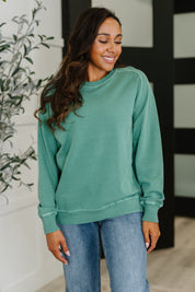 Mineral Wash Sweatshirt Dark Green | Sweatshirts Daverri Fashions