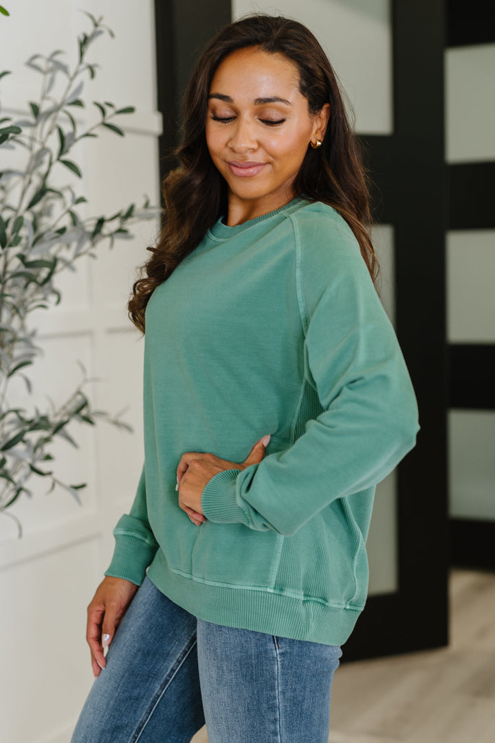 Mineral Wash Sweatshirt Dark Green | Sweatshirts Daverri Fashions