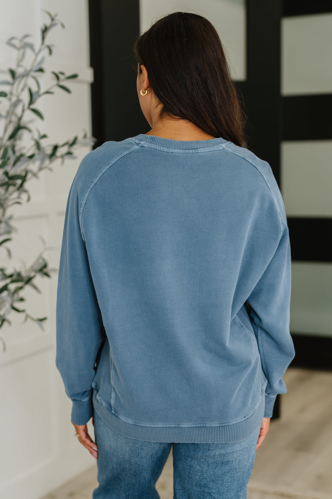 Daily Ease Mineral Wash Pullover in Dusty Blue | Womens Daverri Fashions
