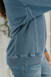 Daily Ease Mineral Wash Pullover in Dusty Blue | Womens Daverri Fashions