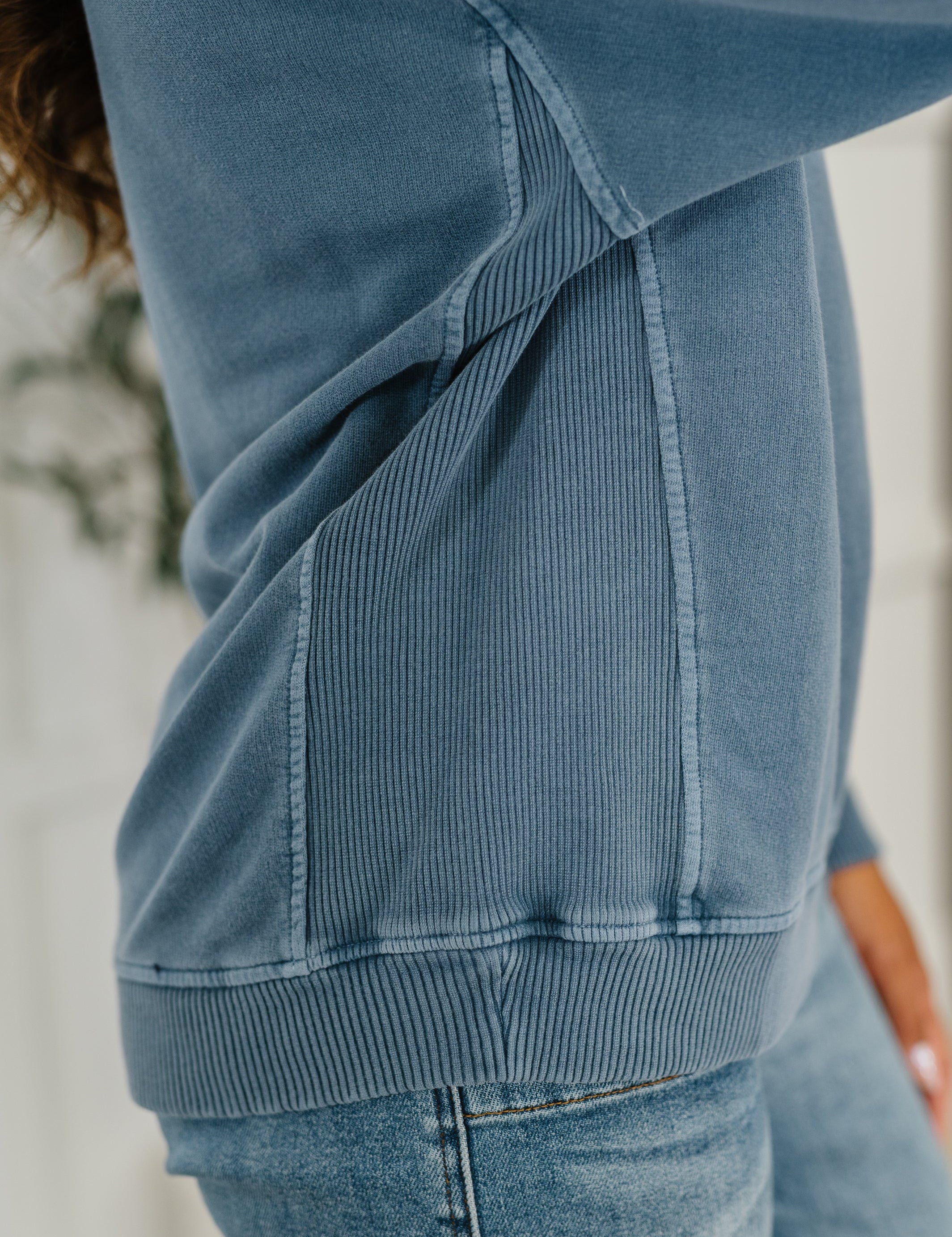 Daily Ease Mineral Wash Pullover in Dusty Blue | Womens Daverri Fashions