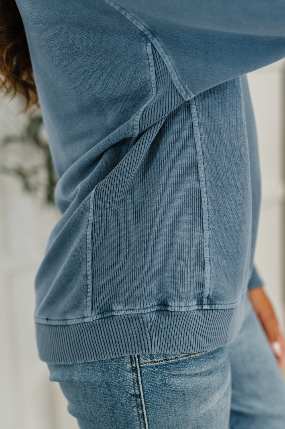 Daily Ease Mineral Wash Pullover in Dusty Blue | Womens Daverri Fashions
