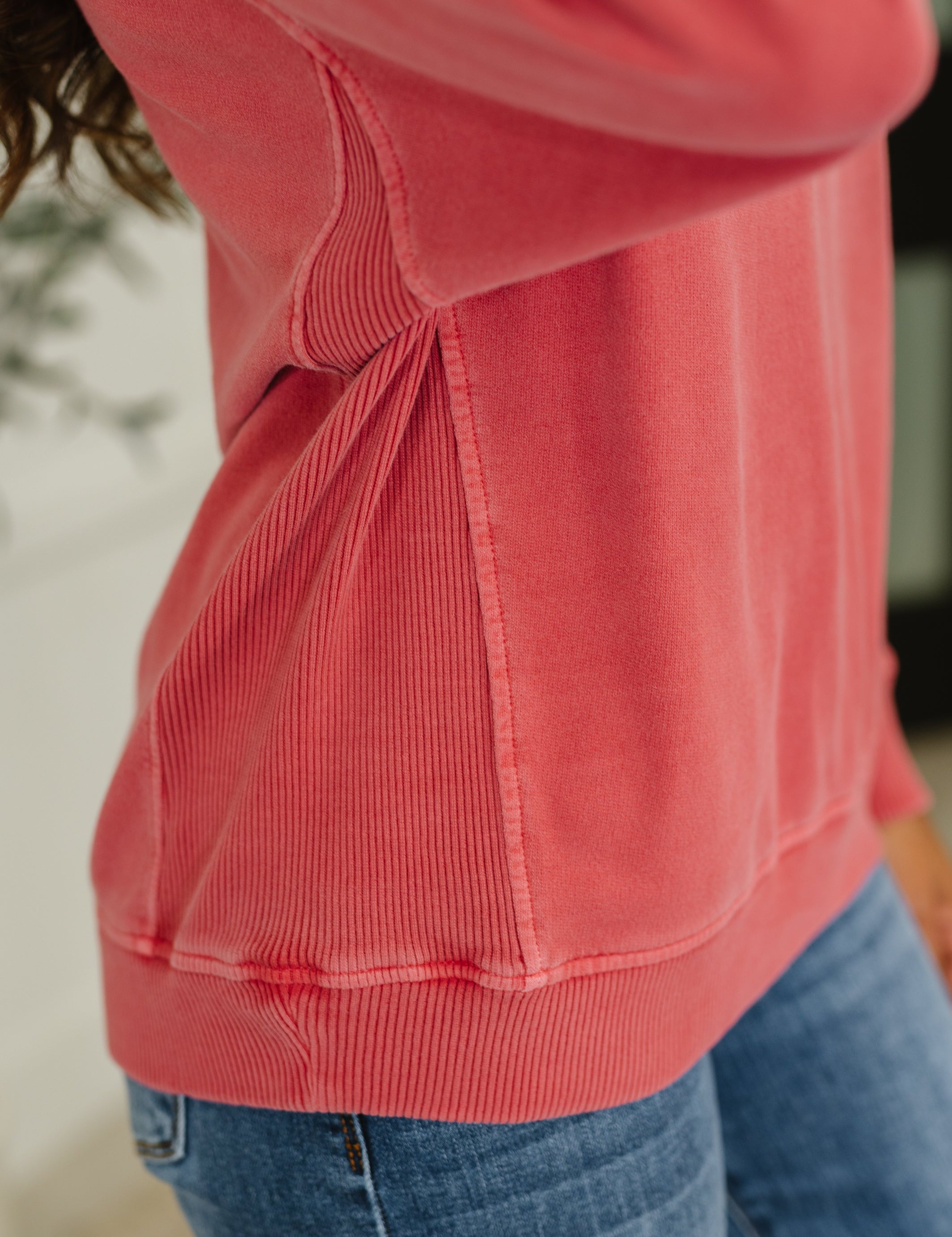 Daily Ease Mineral Wash Pullover in Ruby | Womens Daverri Fashions