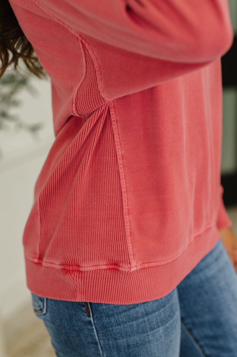Daily Ease Mineral Wash Pullover in Ruby | Womens Daverri Fashions