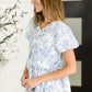 Haptics Ivory/Blue Floral Balloon Sleeve Front Tie Blouse Blouses