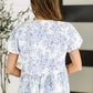 Haptics Ivory/Blue Floral Balloon Sleeve Front Tie Blouse Blouses