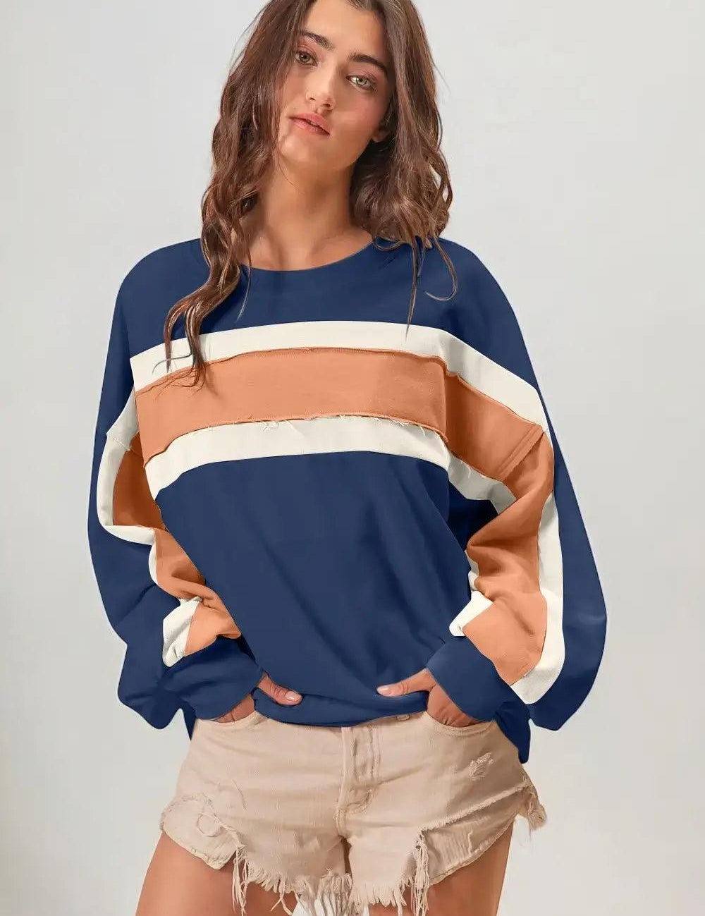 French Terry Color Block Sweatshirt Shirts & tops