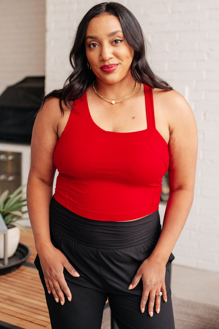 Doing it For Me Asymmetrical Tank in True Red Athleisure Tops