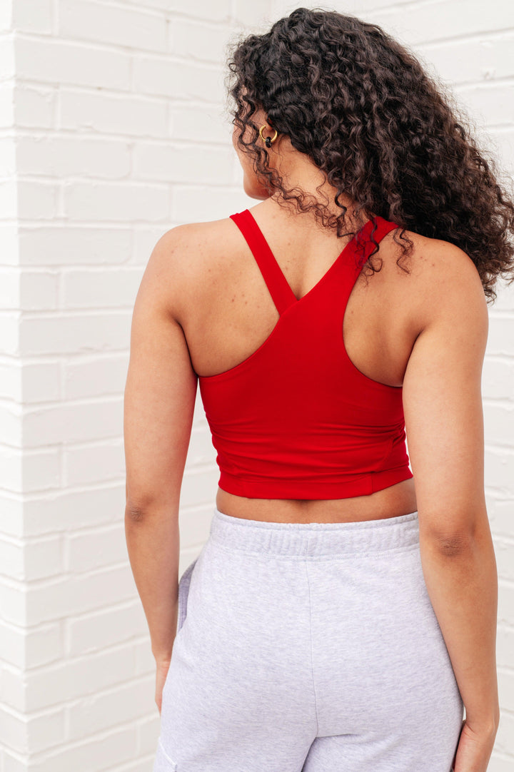 Doing it For Me Asymmetrical Tank in True Red Athleisure Tops