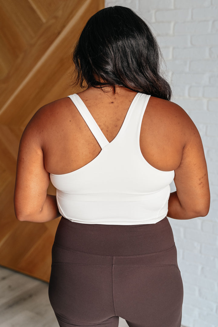 Doing it For Me Asymmetrical Tank in White Pearl Athleisure