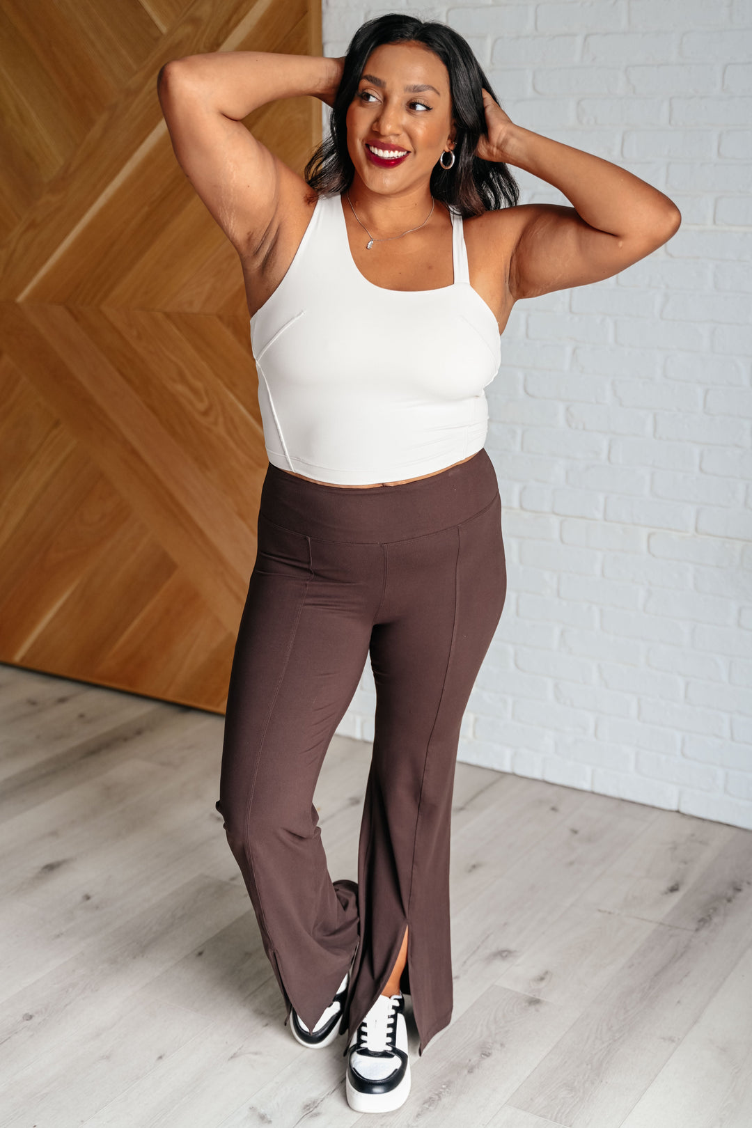 Doing it For Me Asymmetrical Tank in White Pearl Athleisure