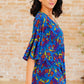 Dreamer Peplum Top in Royal and Red Abstract Tops