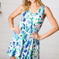 Lovely In Green & Blue Floral Sleeveless Surplice Romper - DAVERRI FASHIONS