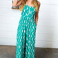 Kelly Green Abstract Wave Button Jumpsuit - DAVERRI FASHIONS