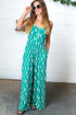 Kelly Green Abstract Wave Button Jumpsuit - DAVERRI FASHIONS