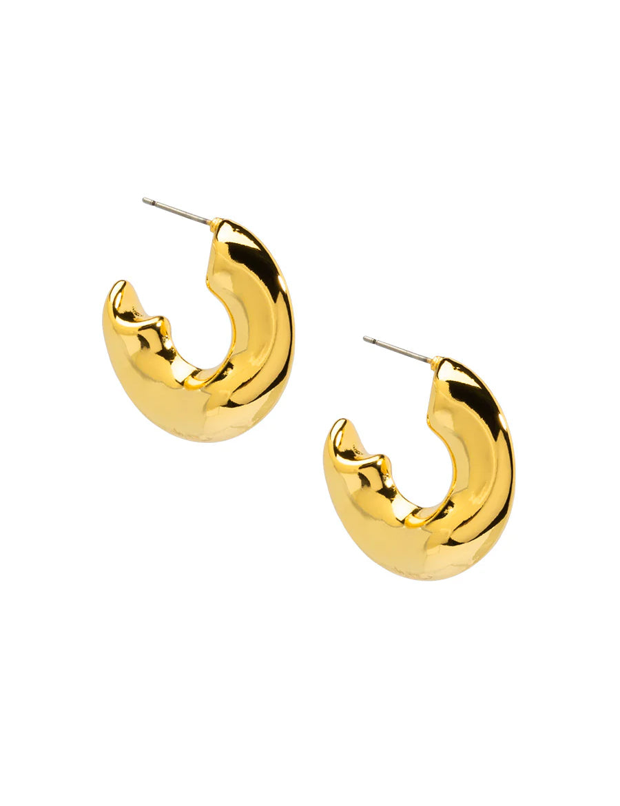Gold Small Puffy Hoop Earrings | Earrings Daverri Fashions