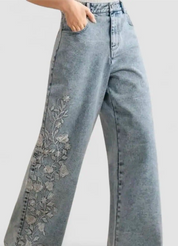 Women’s Plus Size Floral Embroidered Stretch Jeans | Jeans Daverri Fashions