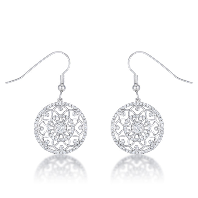 .95 Ct Interlocking Circle Rhodium and CZ Earrings Earrings
