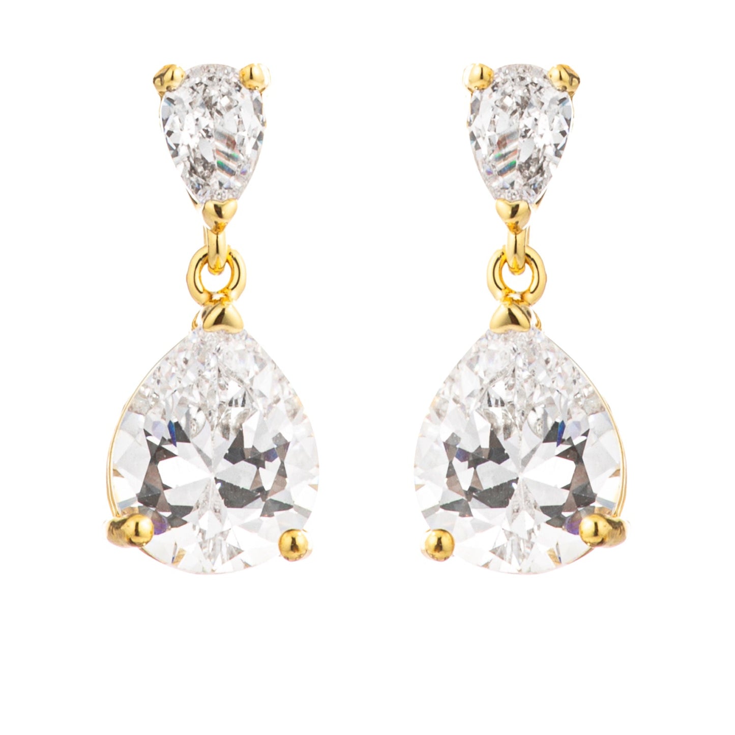 18k Gold Plated Double Pear Drop Earrings Earrings