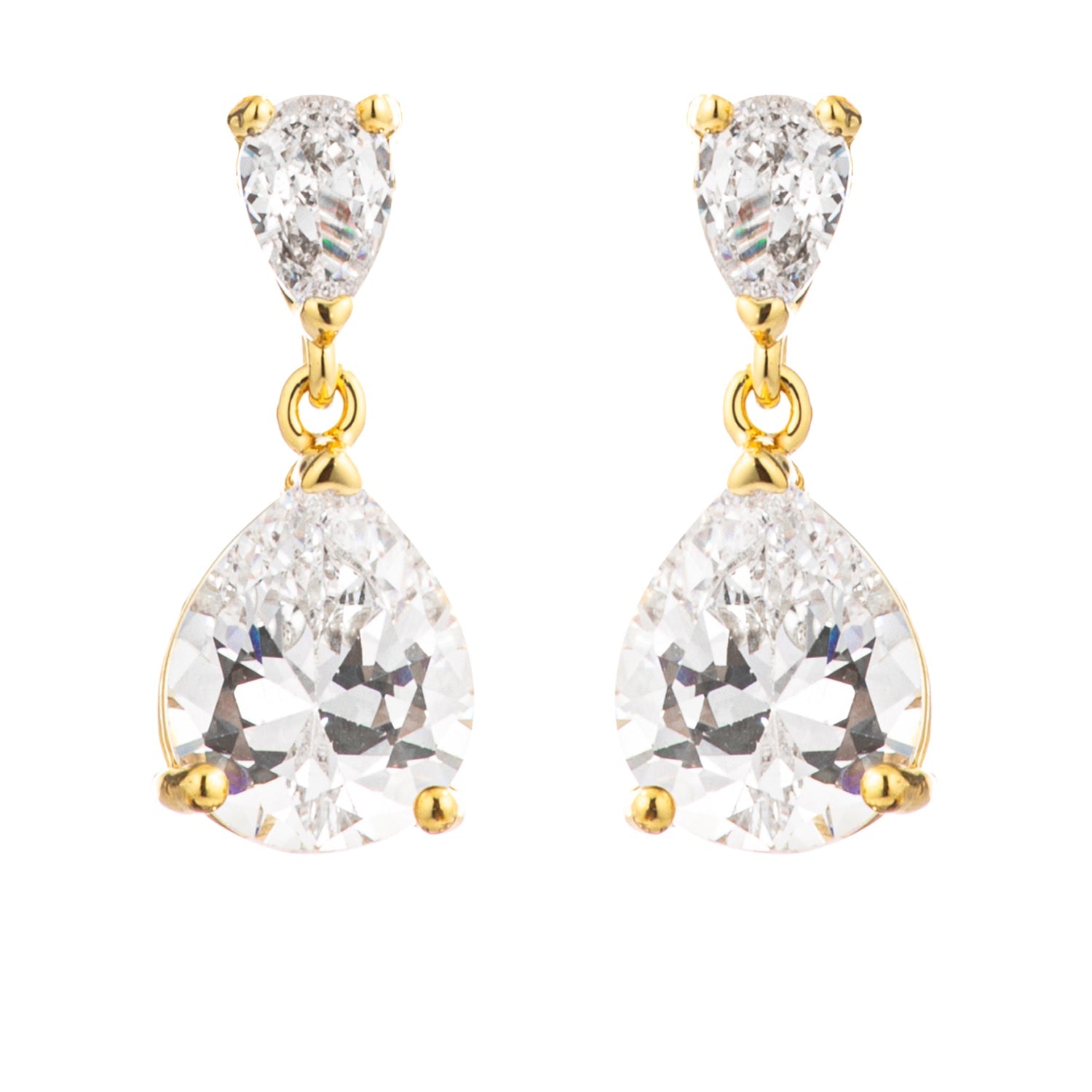 18k Gold Plated Double Pear Drop Earrings Earrings