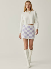 Fuzzy Checkered Skirt
