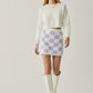 Fuzzy Checkered Skirt - DAVERRI FASHIONS