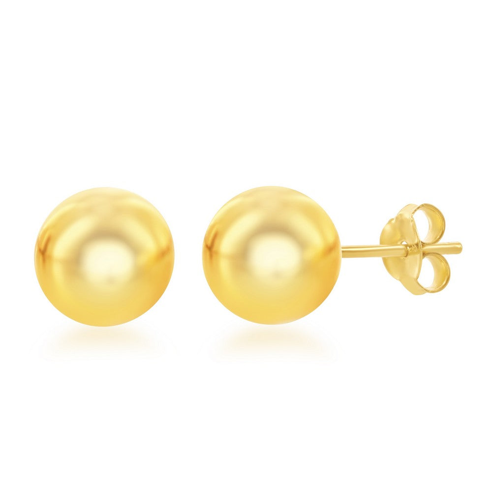 Sterling Silver 10mm Bead Earrings - Gold Plated Earrings