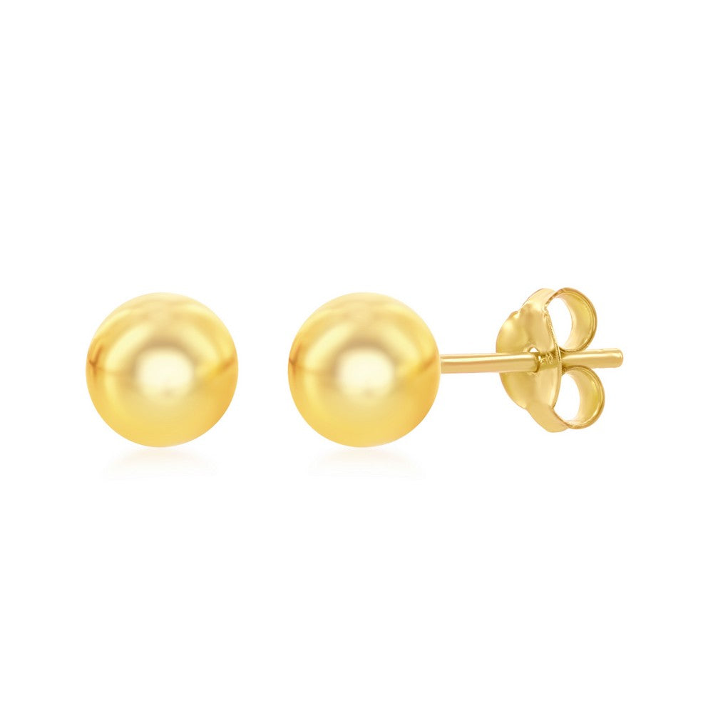 Sterling Silver 6mm Bead Earrings - Gold Plated Earrings