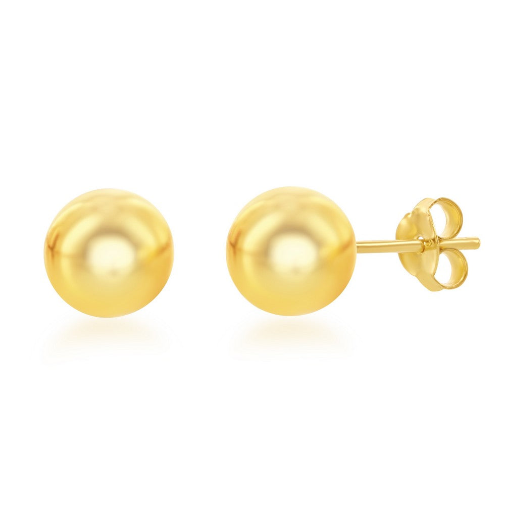 Sterling Silver 8mm Bead Earrings - Gold Plated Earrings