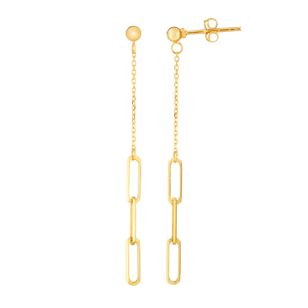 14K Gold Dangle Paperclip Earrings Earrings