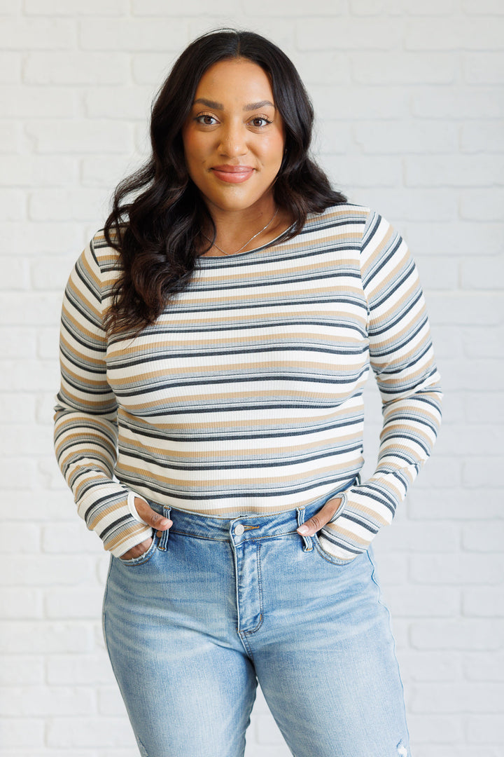 White Birch Striped Knit Top