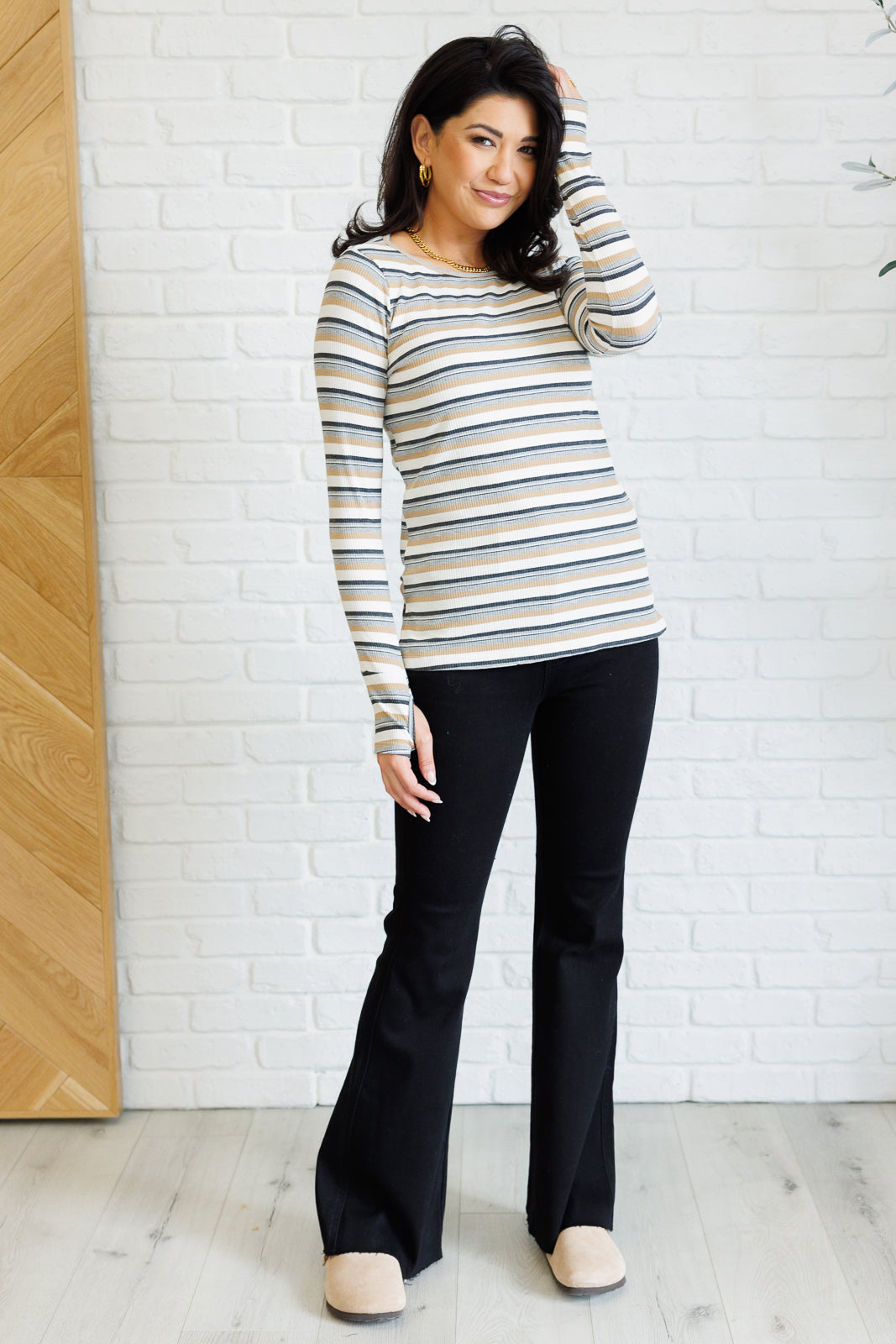 White Birch Striped Knit Top
