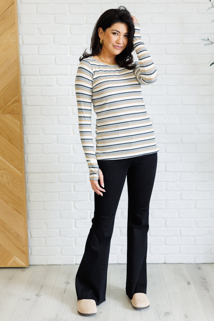 White Birch Striped Knit Top