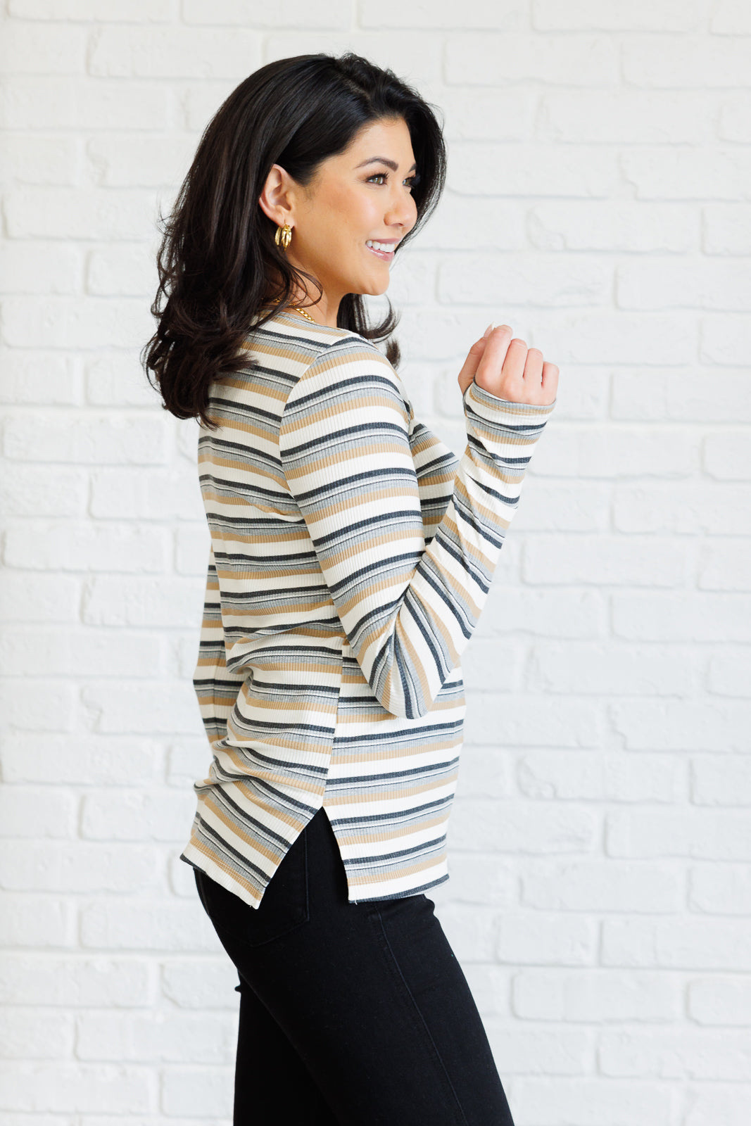 White Birch Striped Knit Top | Knit Tops Daverri Fashions