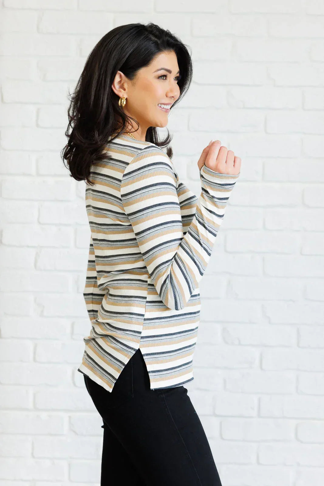 White Birch Striped Knit Top - DAVERRI FASHIONS