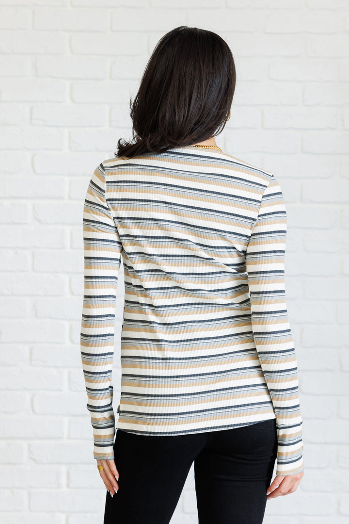White Birch Striped Knit Top