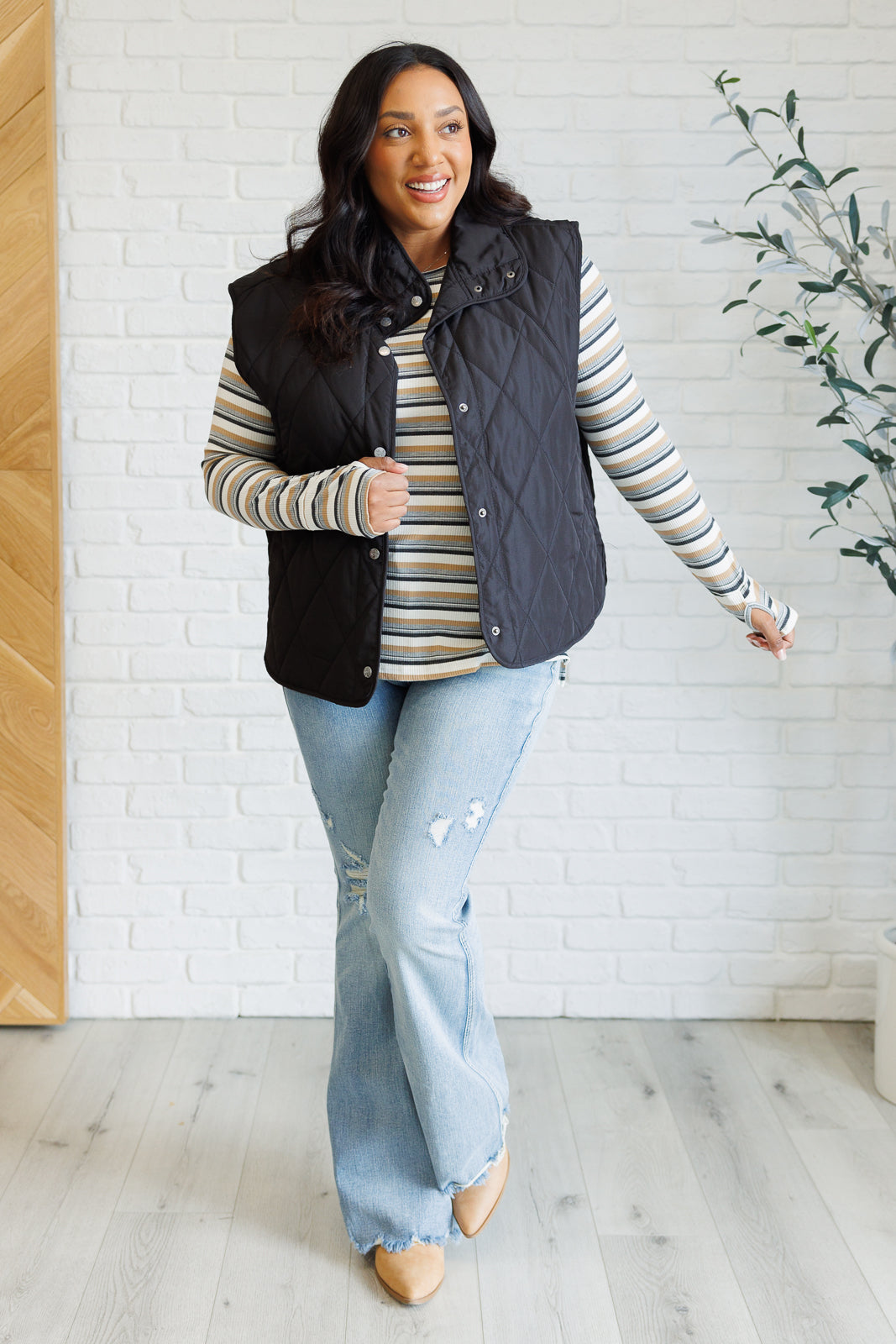 White Birch Striped Knit Top
