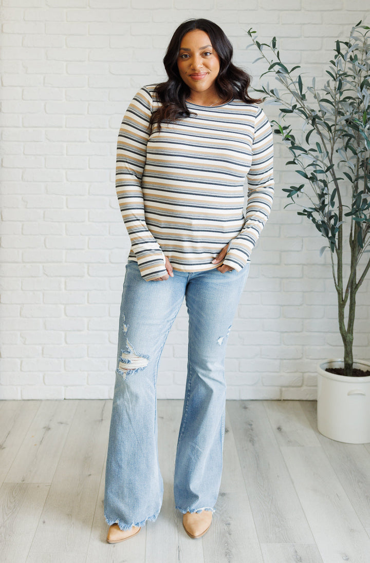 White Birch Striped Knit Top