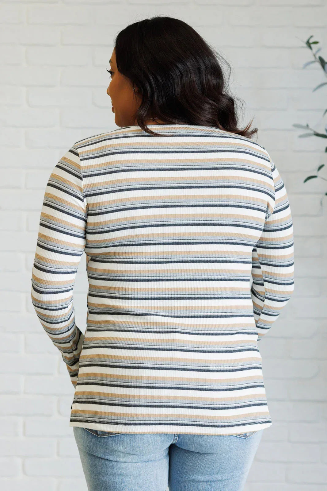 White Birch Striped Knit Top - DAVERRI FASHIONS