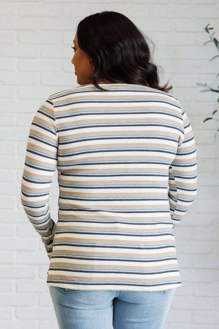 White Birch Striped Knit Top