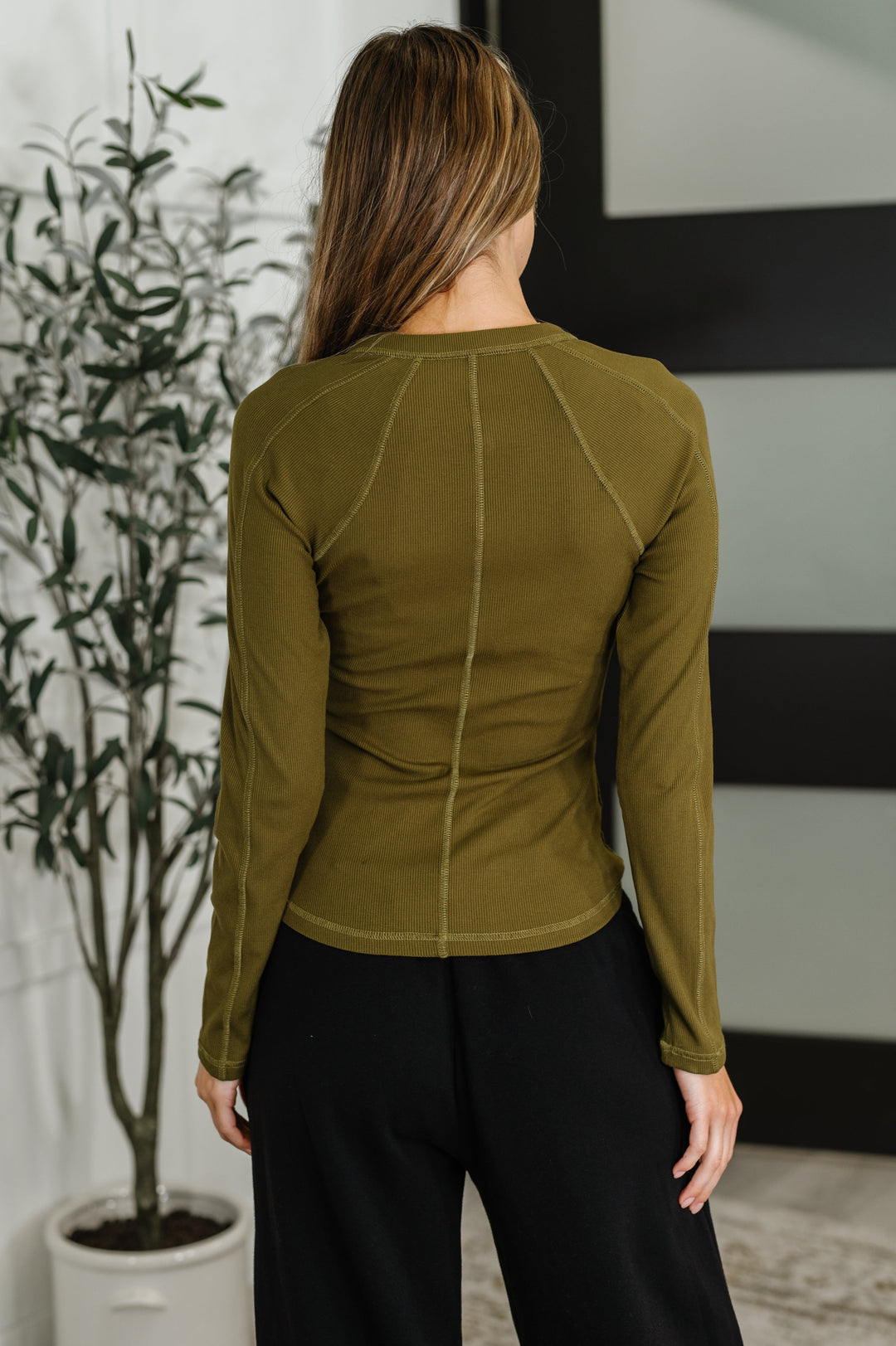Effortless Edge Knit Henley Top in Camo Green | Womens Daverri Fashions