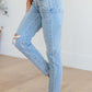 Judy Blue Eloise Mid Rise Control Top Distressed Skinny Jeans Jeans