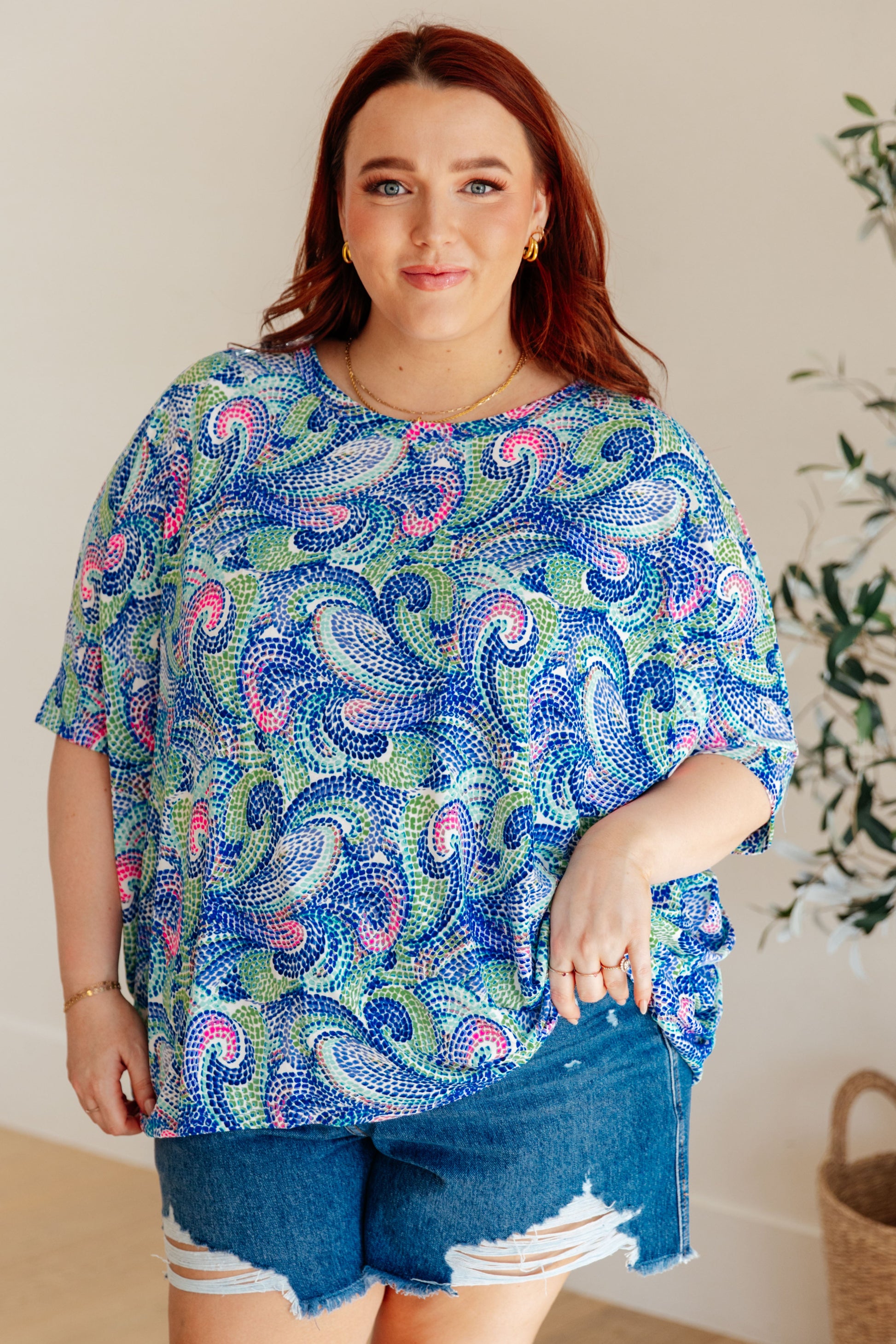 Essential Blouse in Painted Blue Mix Tops