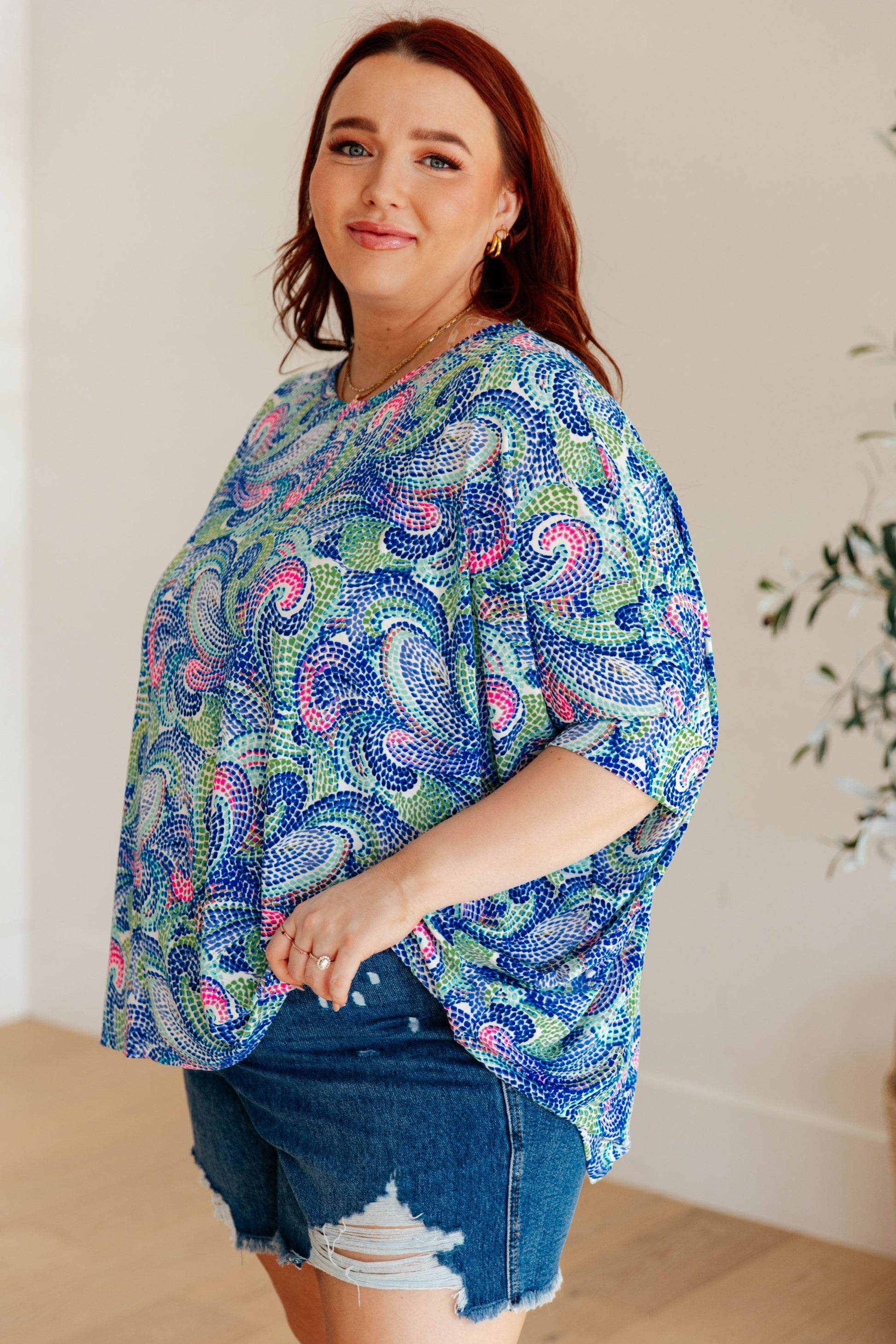 Essential Blouse in Painted Blue Mix Tops