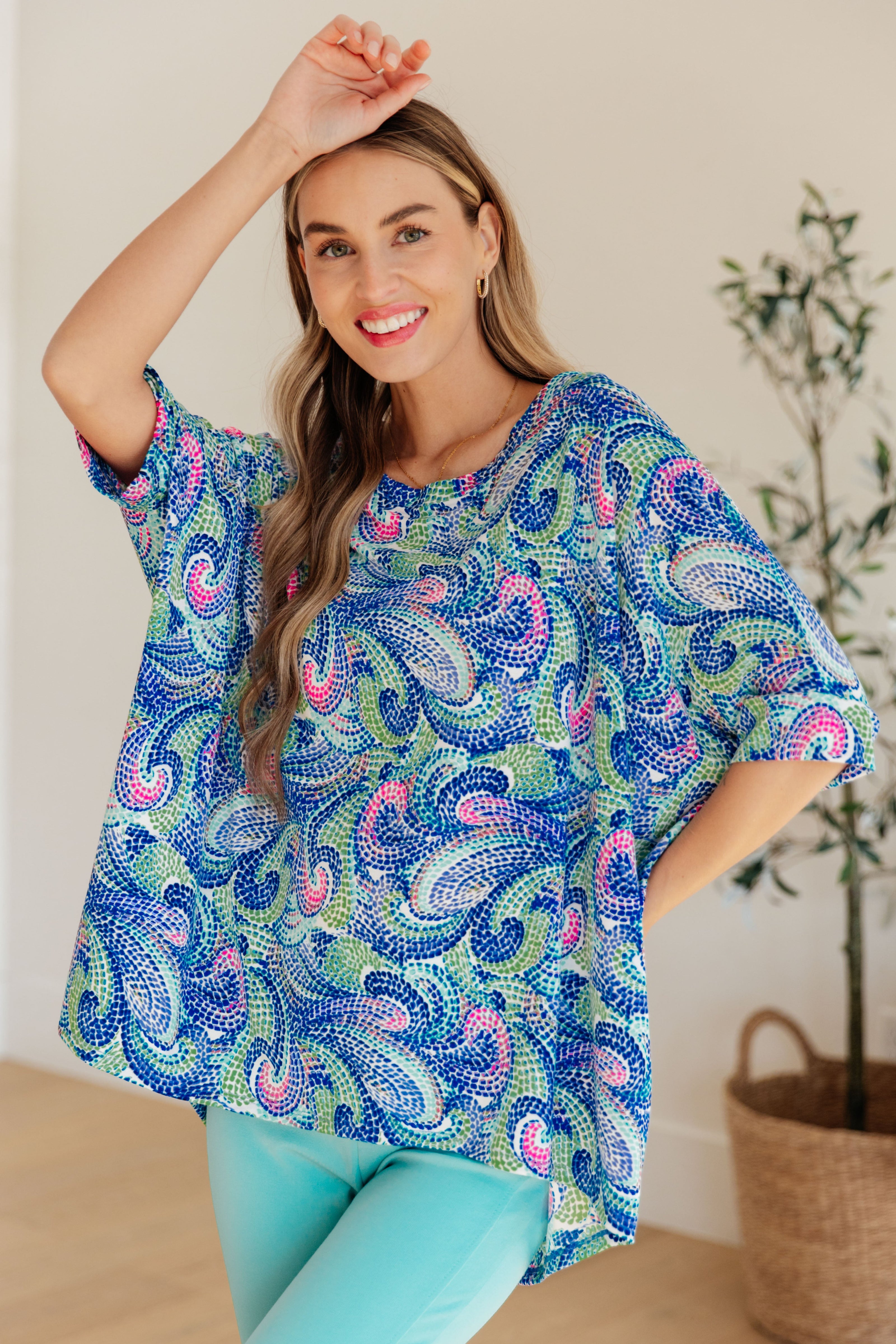 Essential Blouse in Painted Blue Mix Tops