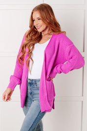 Everything Layer Waffle Knit Open Front Cardigan in Bright Mauve Cardigans