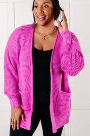 Everything Layer Waffle Knit Open Front Cardigan in Bright Mauve Cardigans