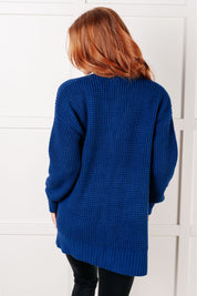 Everything Layer Waffle Knit Open Front Cardigan in Light Navy Layers