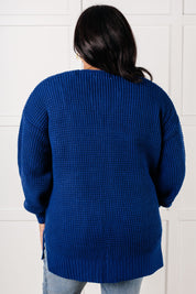 Everything Layer Waffle Knit Open Front Cardigan in Light Navy Layers